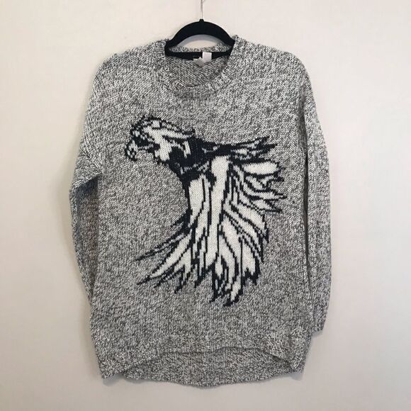 Forever 21 Eagle graphic Black sweater size M - Picture 1 of 7